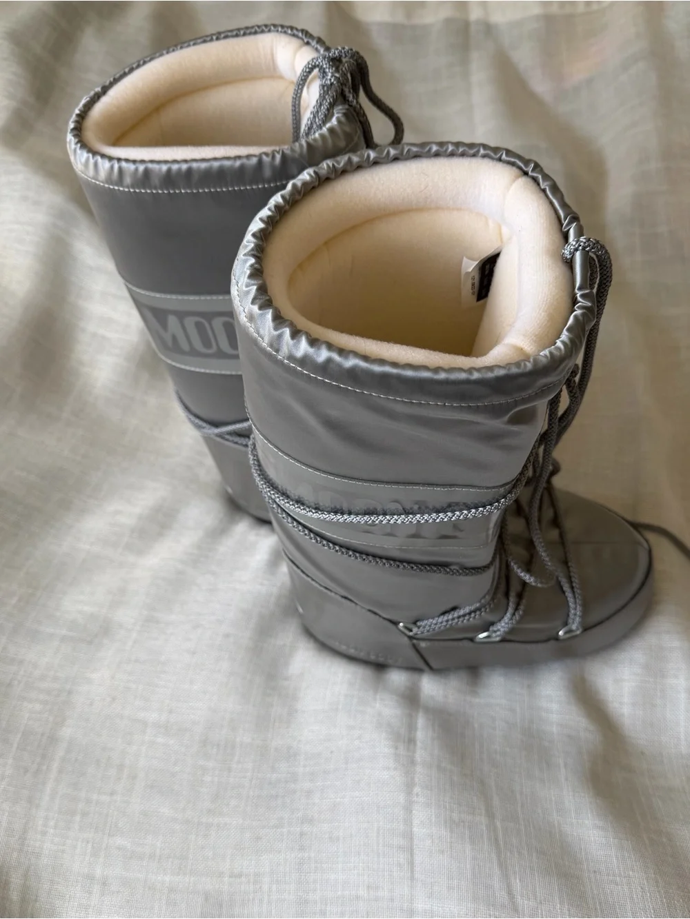 Moon Boot Metallic Silver Women's Winter Lace-Up Boots